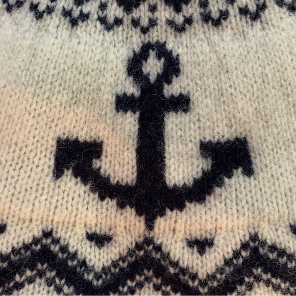 Arabella & Addison Nautical Striped Wool Sweater with Anchor Neck Women’s Size L - Picture 3 of 9